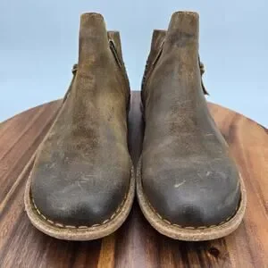 Womens 7 M Born Tavar Brown Leather Distressed Ankle Boots Booties Double Zip Born | Shoes | Born Boots Womens 75 Brown Distressed Leather  main image 4
